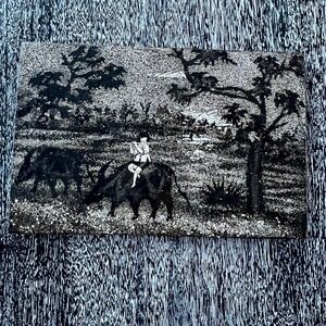 Vintage Vietnamese Black Lacquer art scene